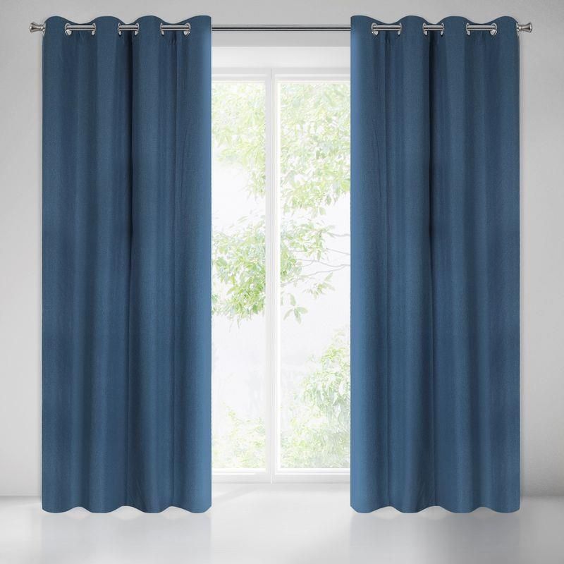 Eurofirany Mięsista zasłona jednokolorowa MELTEM 135X250 PRZEL Granatowa