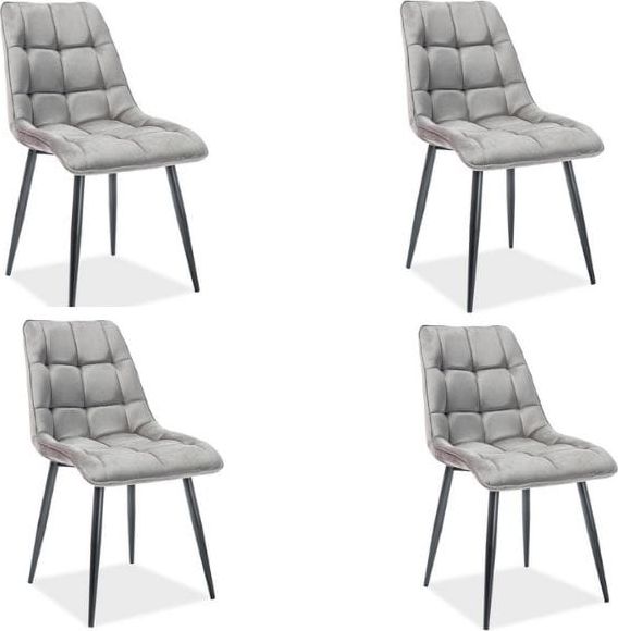 Signal Zestaw 4 krzeseł CHIC VELVET szare aksamitne
