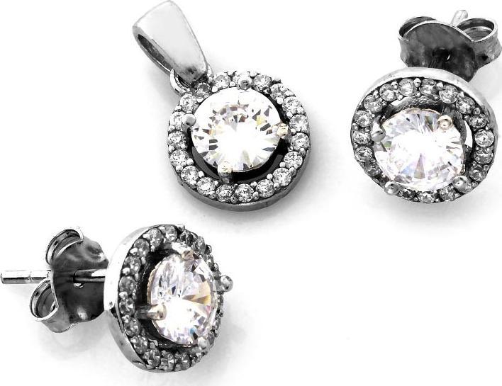 Lovrin Srebrny komplet biżuterii 925 OKRĄGŁE Z CYRKONIAMI 2,80g