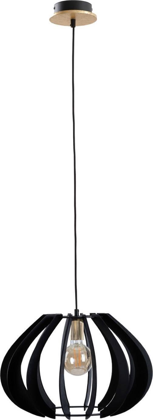 Lampa wisząca KET Drewniana LAMPA wisząca KET619 loftowa OPRAWA skandynawski zwis czarny