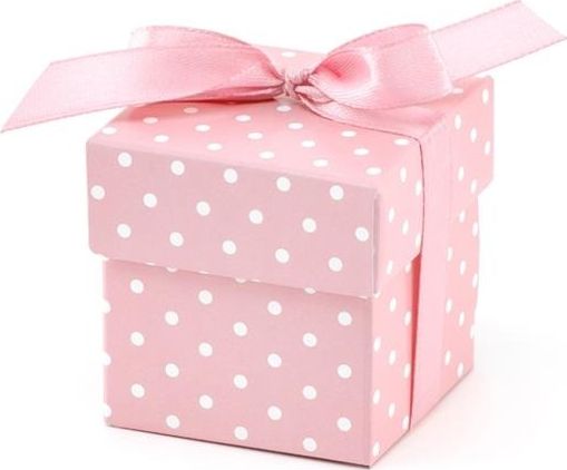 Party Deco Pudełeczka ozdobne , różowe w białe kropki, 5,2x5,2x5,2 cm, 10 szt. uniwersalny