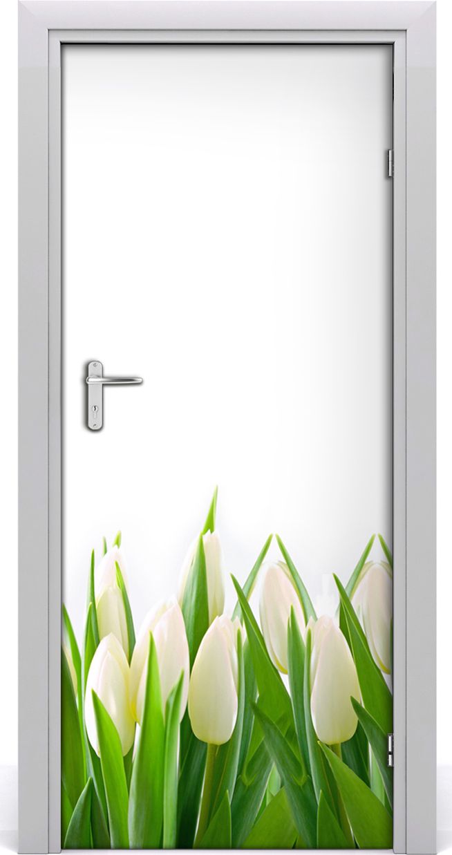 Tulup Fototapeta samoprzylepna na drzwi 85 x 205 cm Białe tulipany
