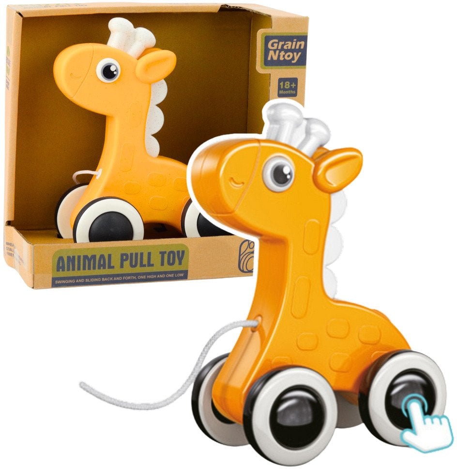 LeanToys Żyrafa Zabawka Do Ciągnięcia Na Sznurku Piszczałka Eko* Żółta