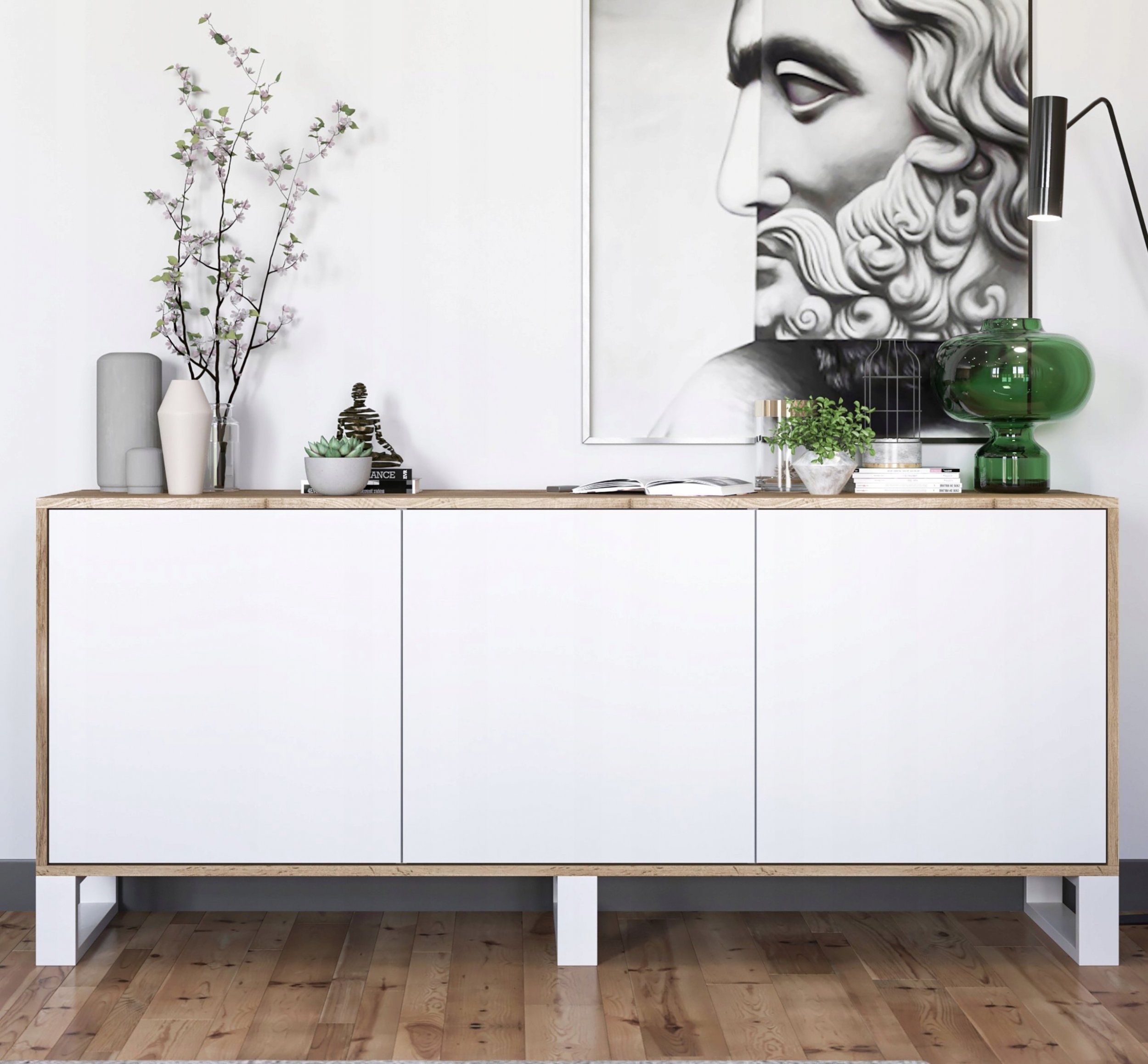 Meble Lindner Industrialna Loft komoda RTV biały MAT 168cm