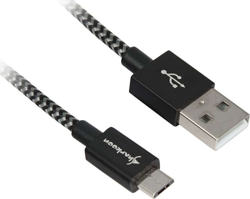Kabel USB Sharkoon USB-A - microUSB 2 m Czarno-biały (4044951027019)