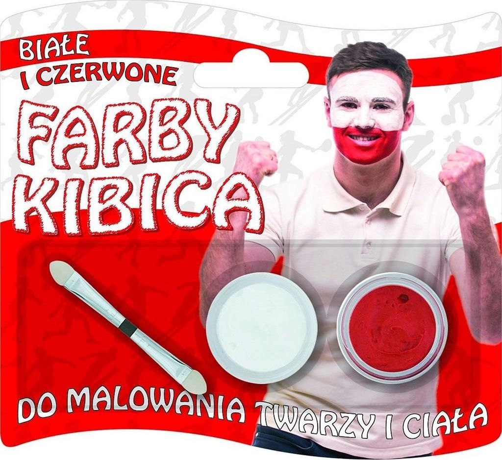Titanum Farby do twarzy kibica 2 kolory biały i czerwony