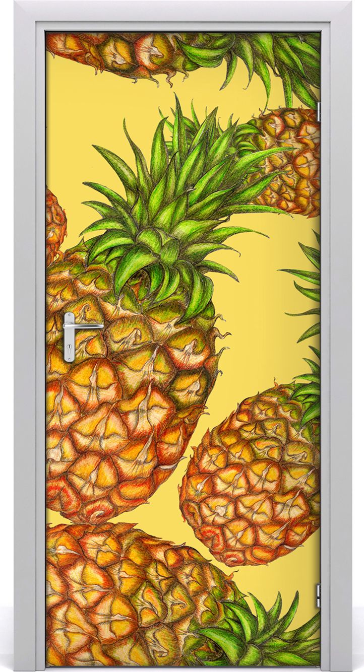 Tulup Fototapeta samoprzylepna na drzwi 95 x 205 cm Ananas