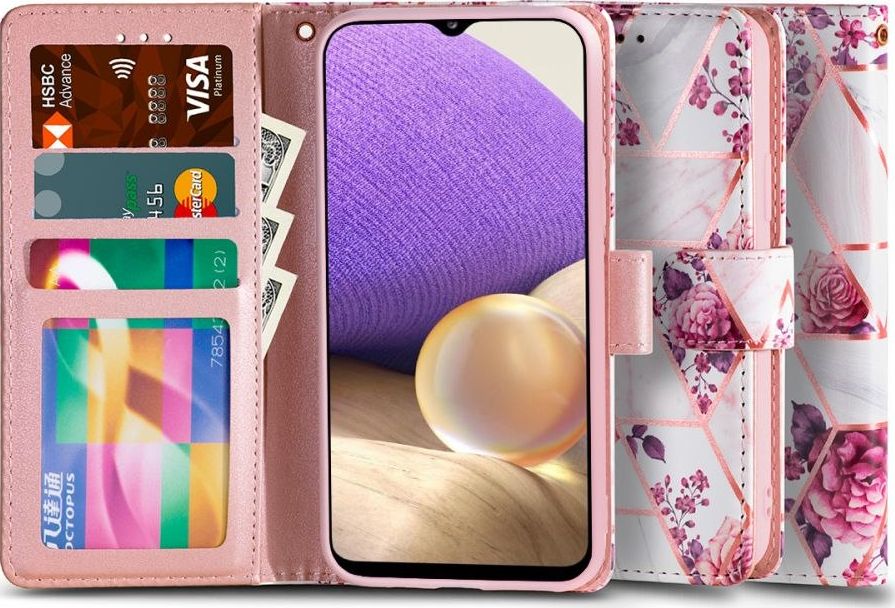 Tech-Protect Etui Wallet Floral Rose do Samsung Galaxy A32 5G