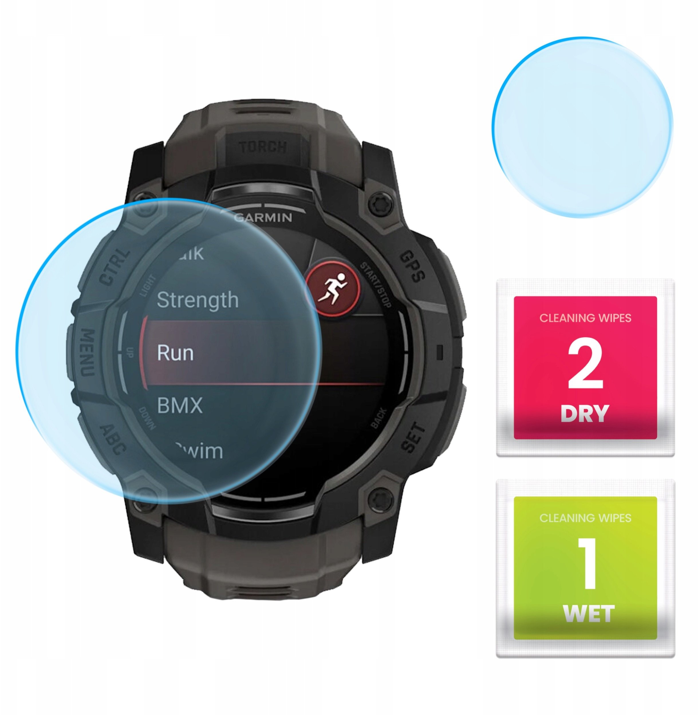 Szkło Hybrydowe do Garmin Instinct 3 50 mm (Szkiełko, Ochronne, Szybka, 9H)