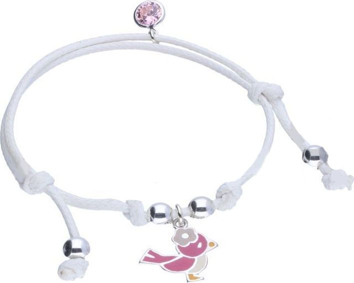 Lovrin Srebrna bransoletka 925 sznurek z ptaszkiem 4,00g