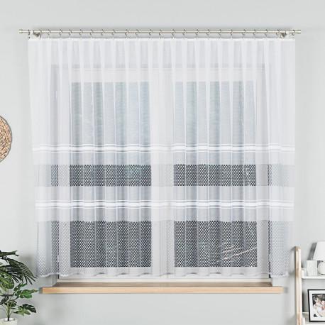 Markizeta Firanka biała z szarym żakardowa pasowa 018601/000/049/160000/1