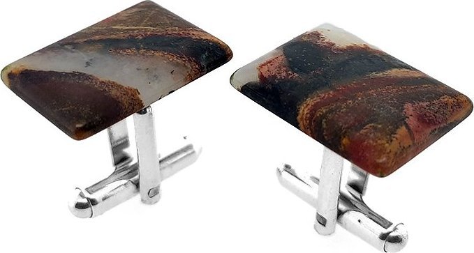 Manufakturaspinek Jaspis Krajobrazowy z Agatem (S762) Srebro [925] Srebrne spinki do koszuli [925]