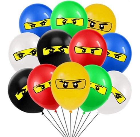 Balon Klasyczny z Nadrukiem na URODZINY - NINJAGO - 12 szt