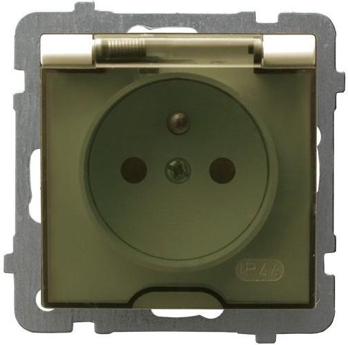 Ospel Gniazdo AS bryzgoszczelne z uziemieniem IP-44 ecru wieczko przezroczyste (GPH-1GZ/m/27/d)