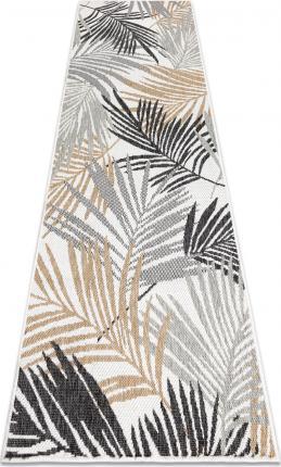 Dywany Łuszczów Dywan, chodnik SZNURKOWY SIZAL COOPER Liście 22258 ecru / czarny, 60x200 cm
