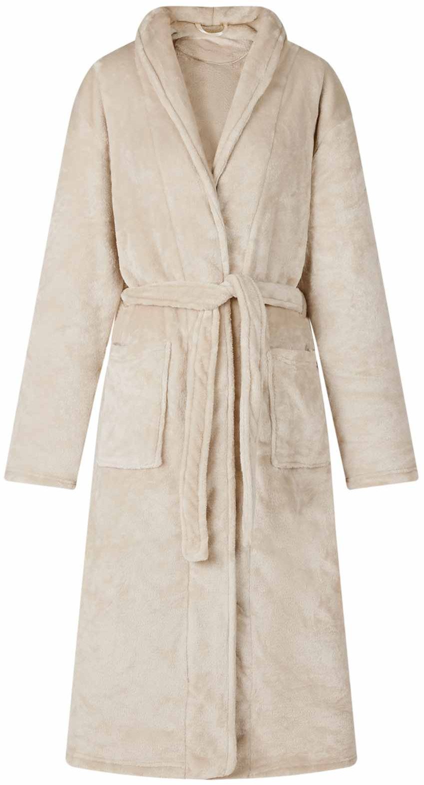 vidaXL Szlafrok bez kaptura Beżowy s Flanela