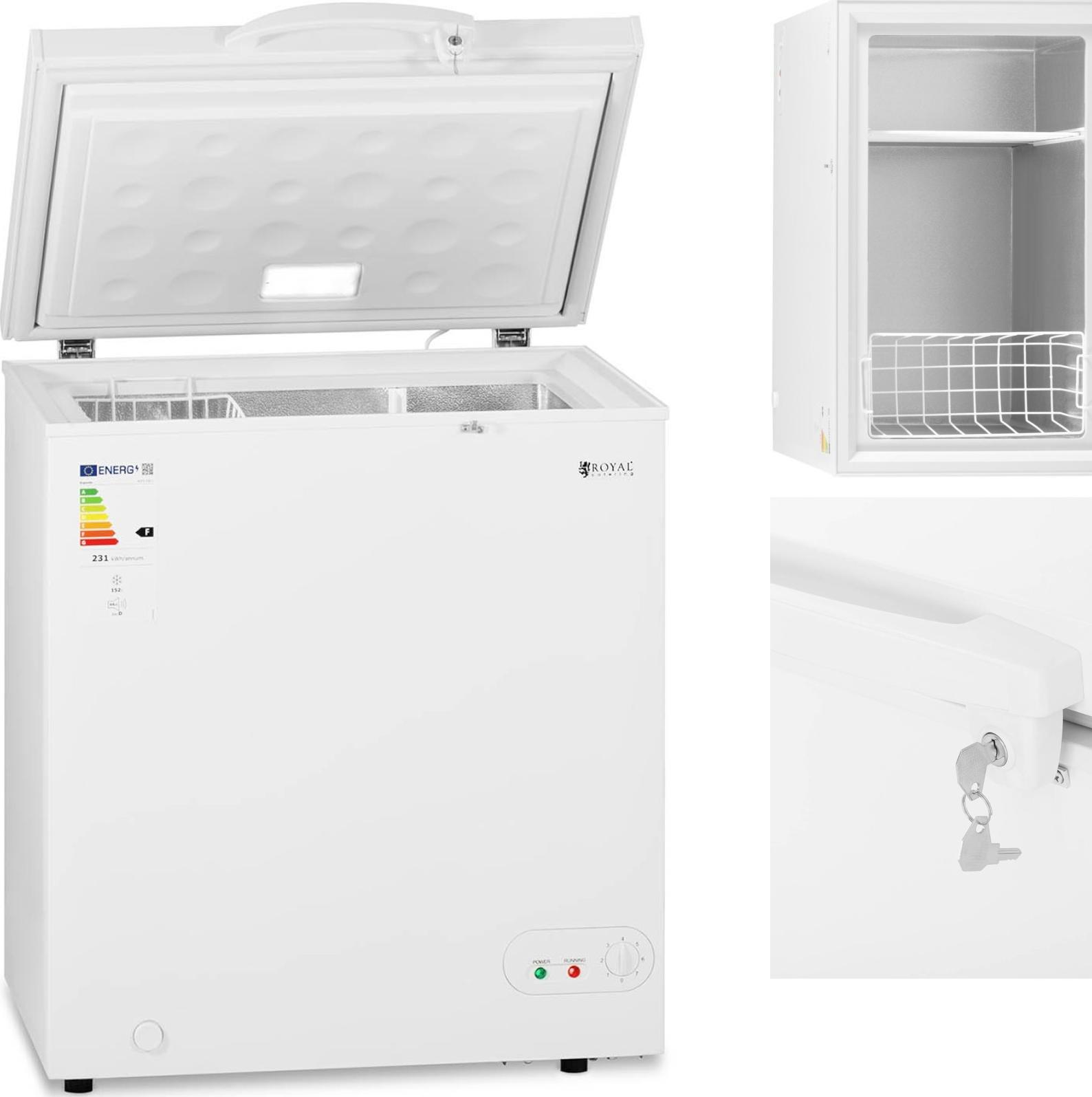 Zamrażarka Royal Catering Zamrażarka skrzyniowa zamykana na klucz 1 kosz 152 l -12 do -28 C 78 W Zamrażarka skrzyniowa zamykana na klucz 1 kosz 152 l