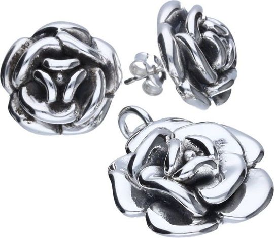 Lovrin Srebrny komplet 925 elektroforma róże 7,80g