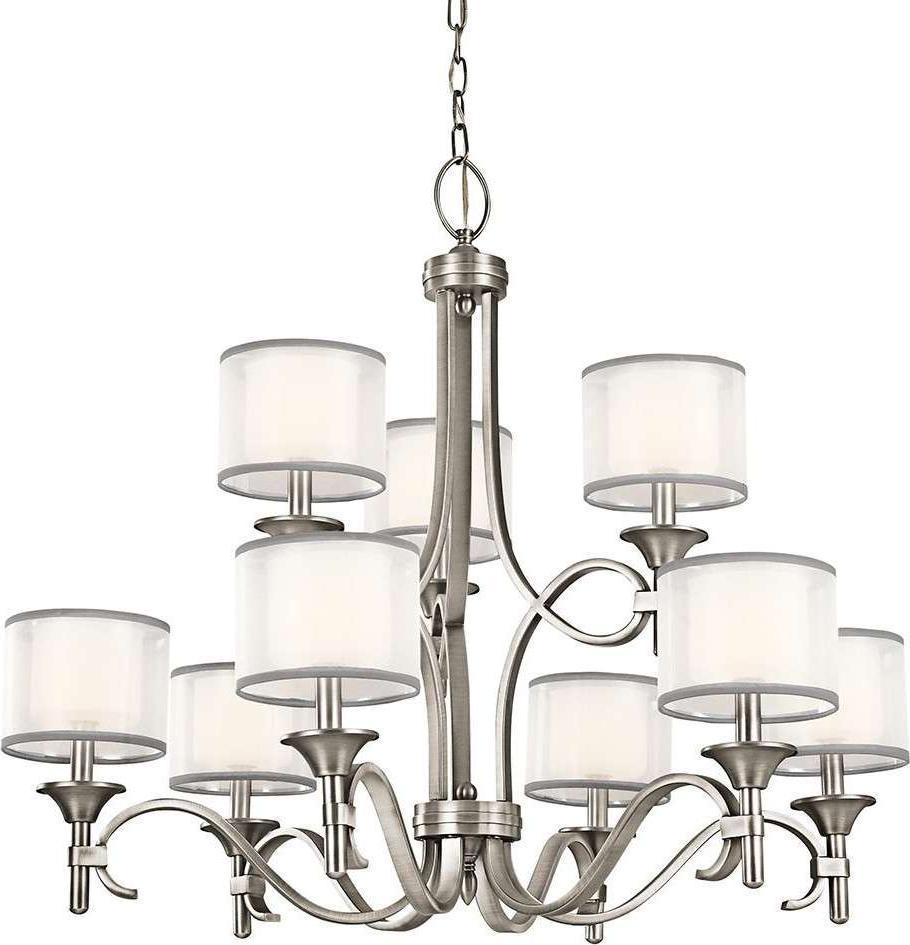 Lampa wisząca Kichler Pałacowa LAMPA wisząca KL-LACEY9-AP Elstead KICHLER antyczna OPRAWA metalowy ŻYRANDOL zwis na łańcuchu cyna biały