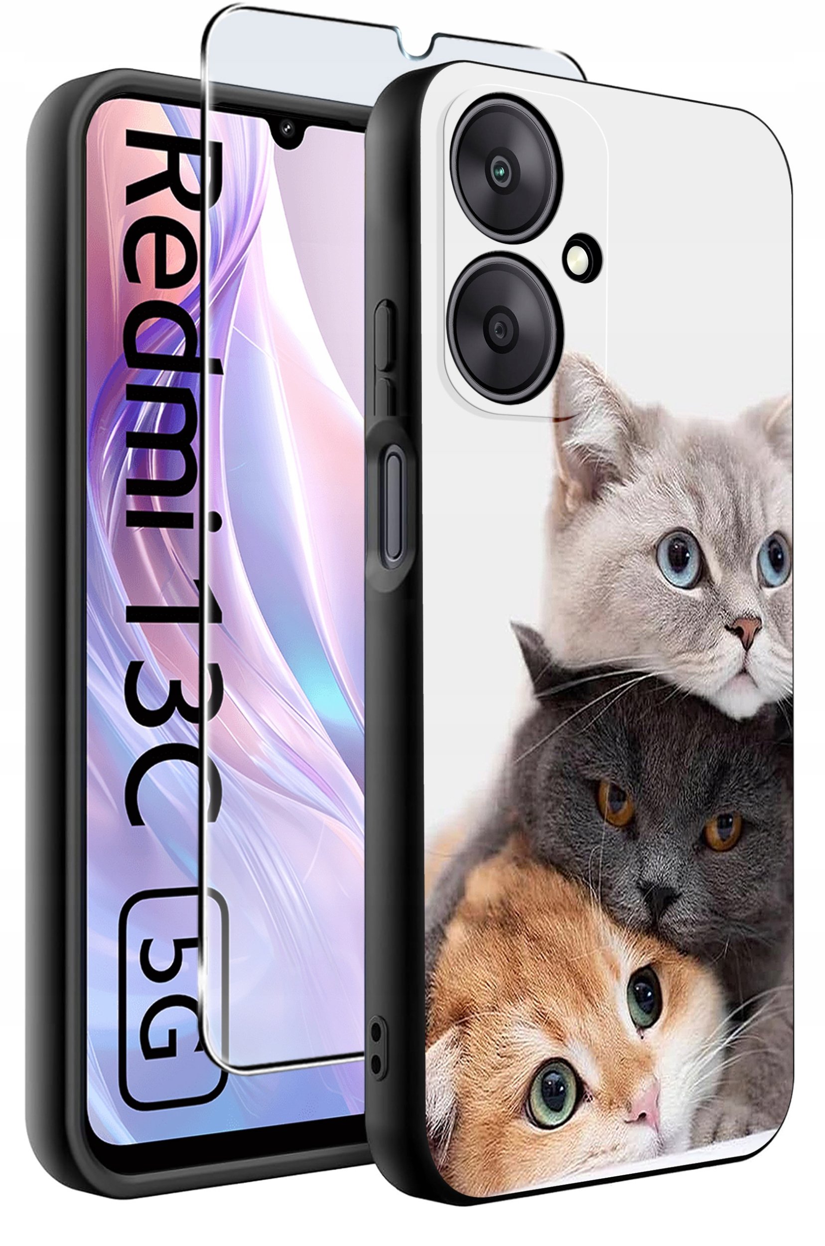 ETUI do Xiaomi Redmi 13C 5G WZORY |SILIKONOWE MATT CASE +SZKŁO HARTOWANE 9H