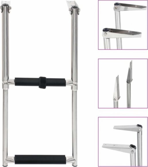 vidaXL Drabinka pokładowa z 2 stopniami, składana, stal nierdzewna