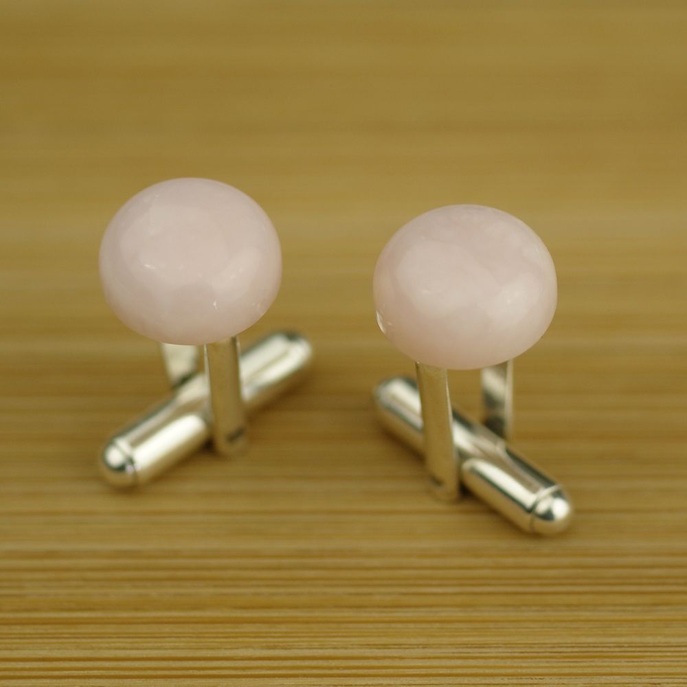 Manufakturaspinek Srebrne spinki do mankietów Opal różowy (S440)