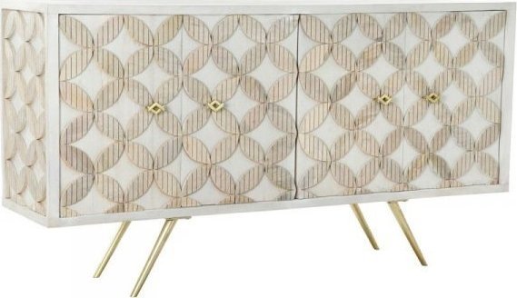 DKD Home Decor Kredens DKD Home Decor Beżowy Złoty Biały Mosiądz Drewno mango (155 x 43 x 84 cm)