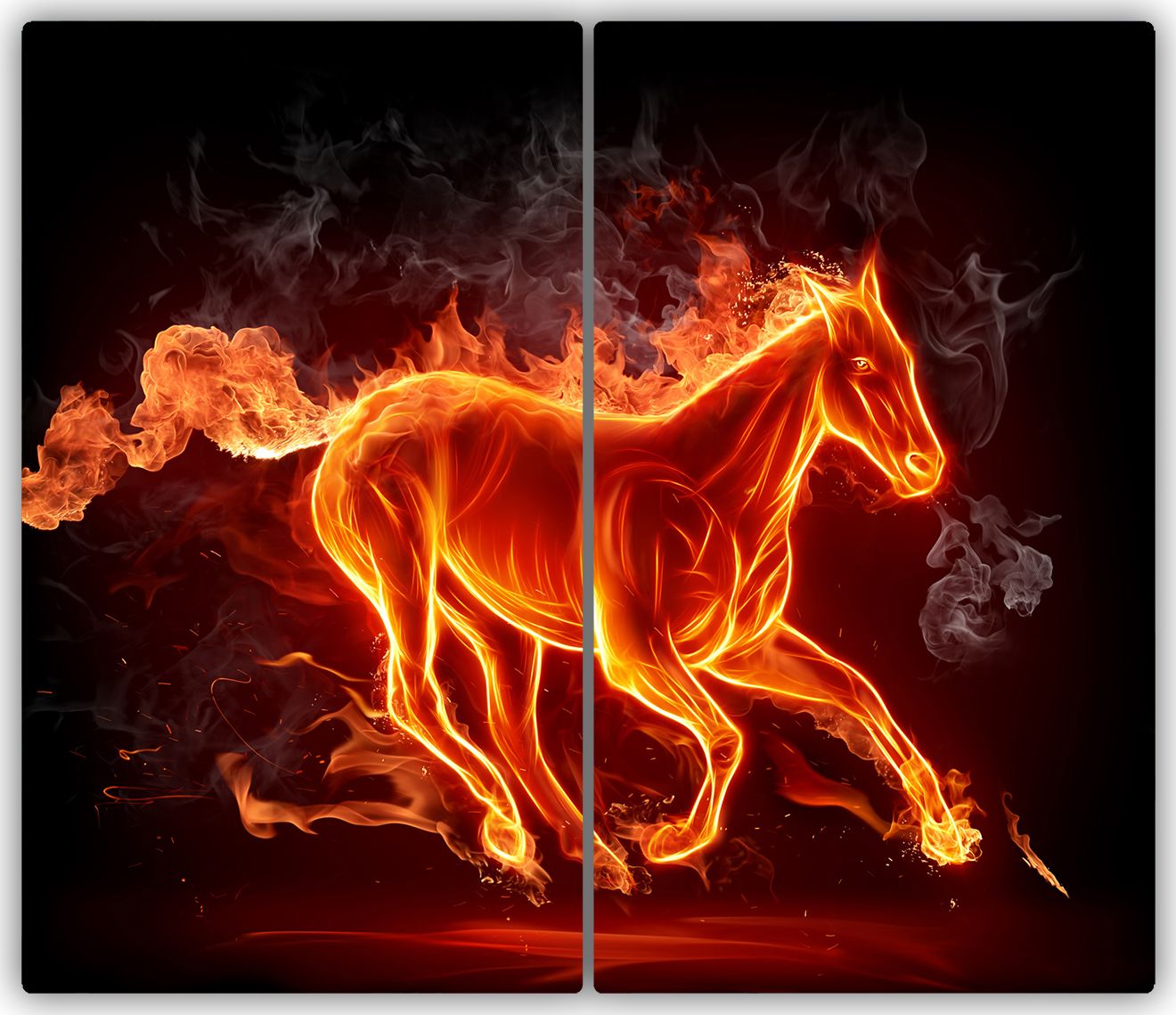 Deska do krojenia Tulup szklana Koń w płomieniach 1 52x30cm 2szt.
