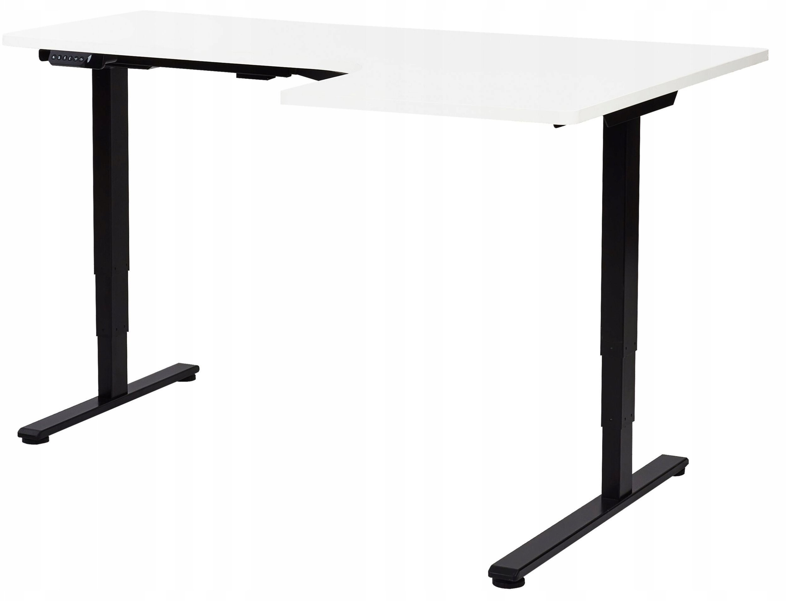Biurko Beliani Biurko narożne prawe regulowane elektrycznie 160 x 59 cm czarno-białe DESTINES