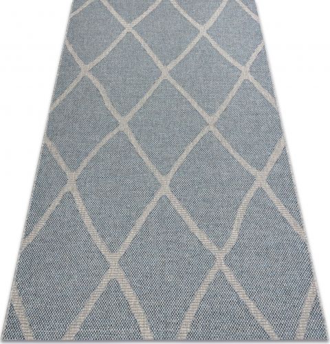 Dywany Łuszczów Dywan HOUSE SZNURKOWY SIZAL 40345 Kratka, płaskie tkanie, efekt wełny szary / niebieski, 80x150 cm