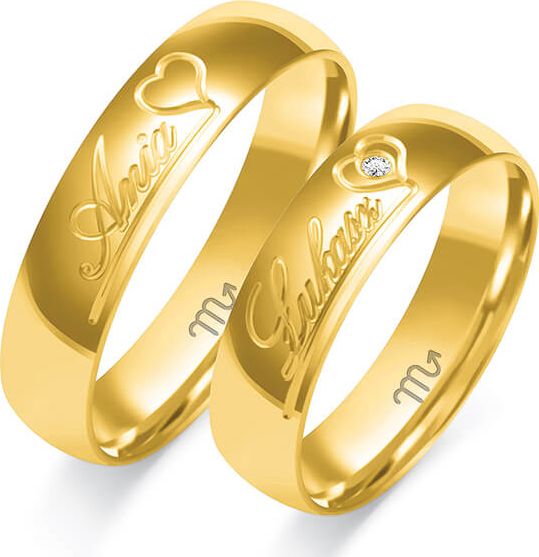 Lovrin Ślubna złota obrączka 585 z diamentami