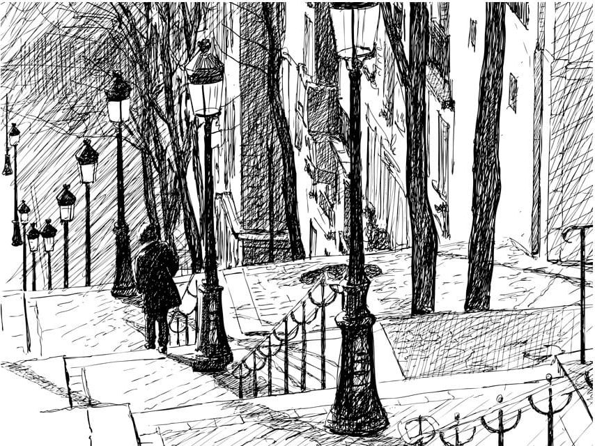 DecoNest Fototapeta - schody - Montmartre - 200X154