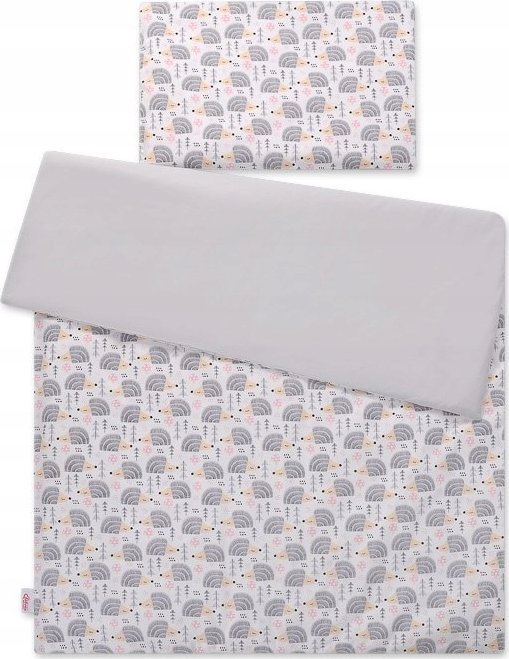 Dwustronna pościel dla dzieci 2-częściowa bawełniana - jeżyki szare