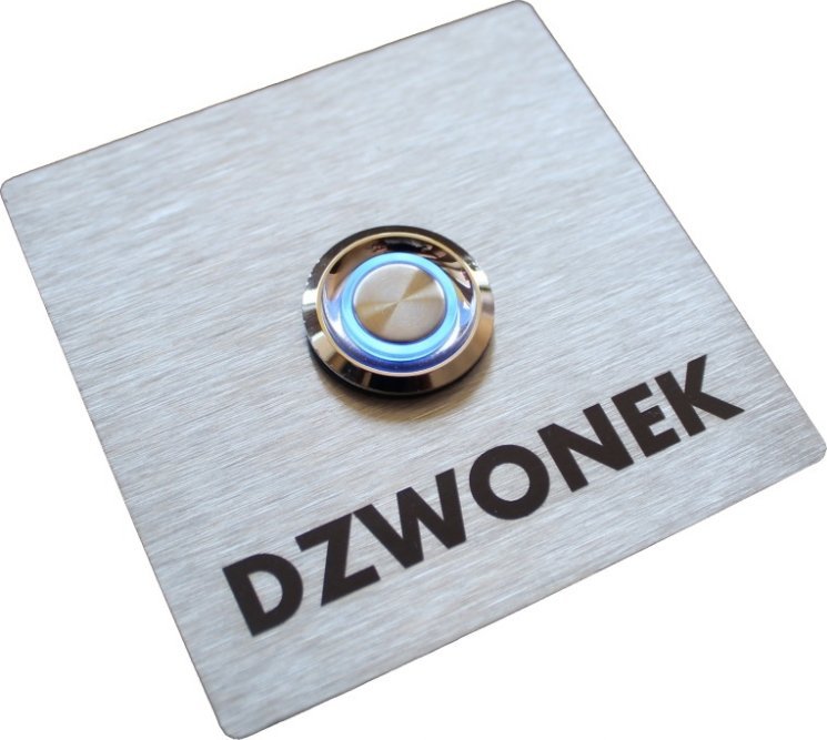 MT3CH Przycisk dzwonka do domofonu wyjścia wejścia furtki bramy drzwi słupka Stal LED 9/12/24/230V 7x7 kwadrat INOX nierdzewny