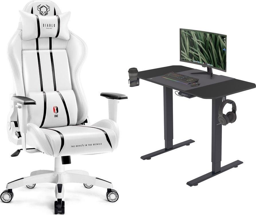 Fotel Diablo Chairs X-One 2.0 Normal biały + EGON 1100 Czarne 110 cmx60 cm