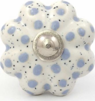 Knaufmanufaktur KWIATEK BEŻOWY WE WRZOSOWE GROSZKI - ceramiczna gałka do mebli