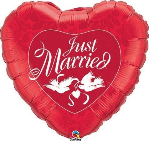 Qulatex Balon foliowy serce just married czerwony ślub