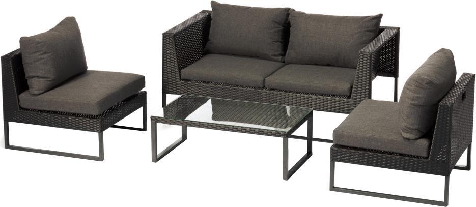 Selsey SELSEY Zestaw ogrodowy Darkone sofa z dwoma fotelami i stolik grafitowy