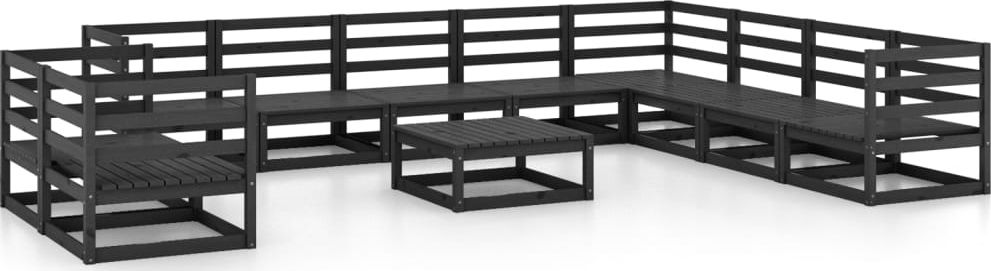 vidaXL 11-cz. zestaw wypoczynkowy do ogrodu, czarny, drewno sosnowe