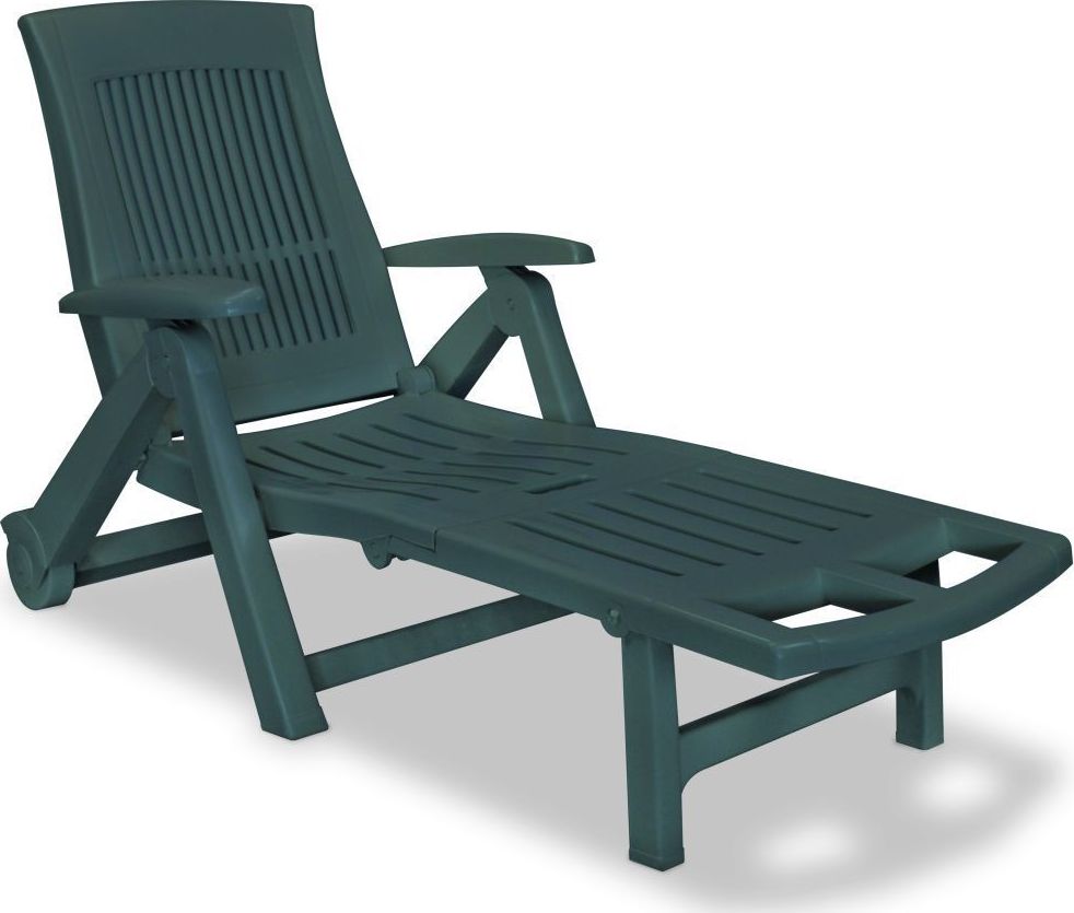 vidaXL leżak z podnóżkiem, plastik, zielony (43587)