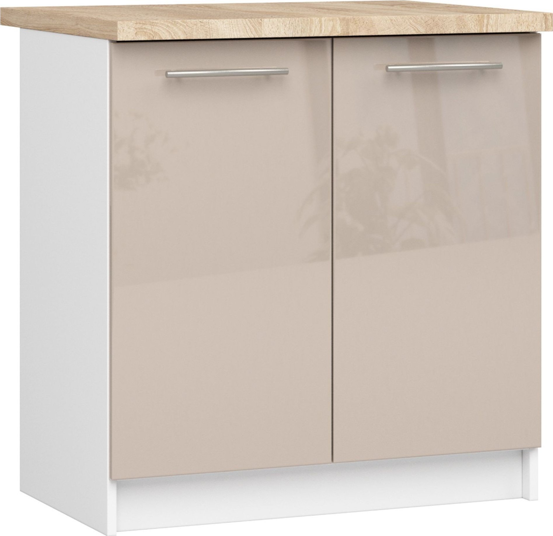 Fabryka Mebli Akord SZAFKA KUCHENNA OLIWIA S 80cm 2D + BLAT BIAŁA / CAPPUCCINO POŁYSK