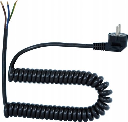 F-Elektro Sznur przyłączeniowy spiralny - wtyczka kątowa 3x1,00 05VVH8-F czarny - 3mb