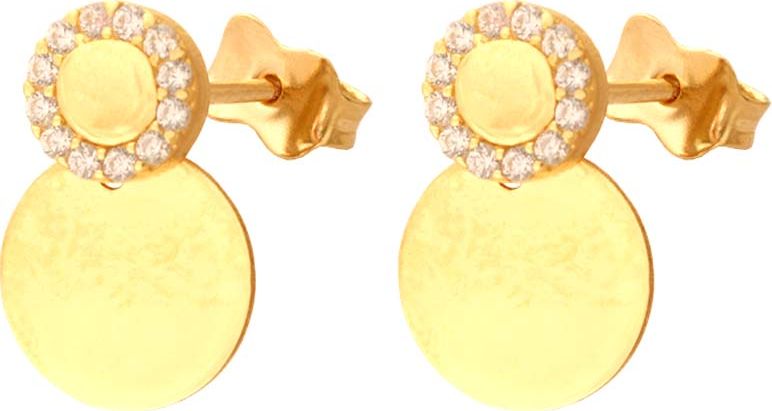 Lovrin Złote kolczyki 585 kółeczka z cyrkoniami sztyft