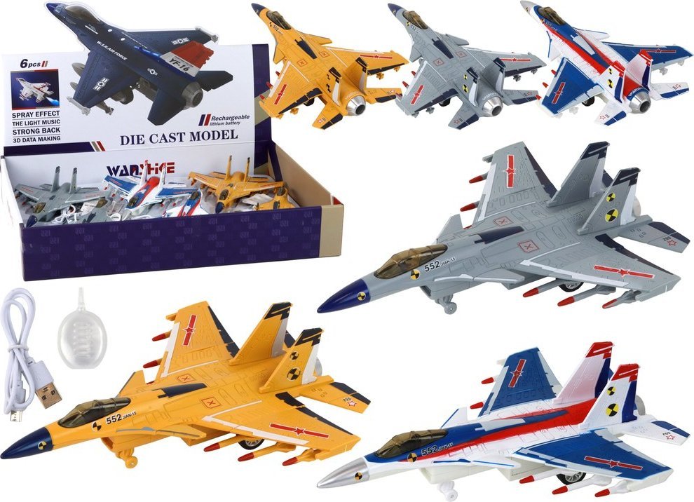 LeanToys Samolot Z Napędem Myśliwiec Mix Para Efekty Specjalne