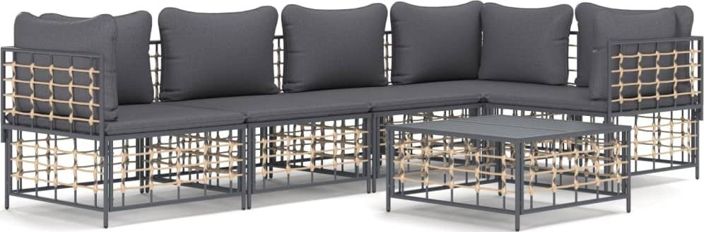 vidaXL 6-cz. zestaw wypoczynkowy do ogrodu, z poduszkami, antracytowy