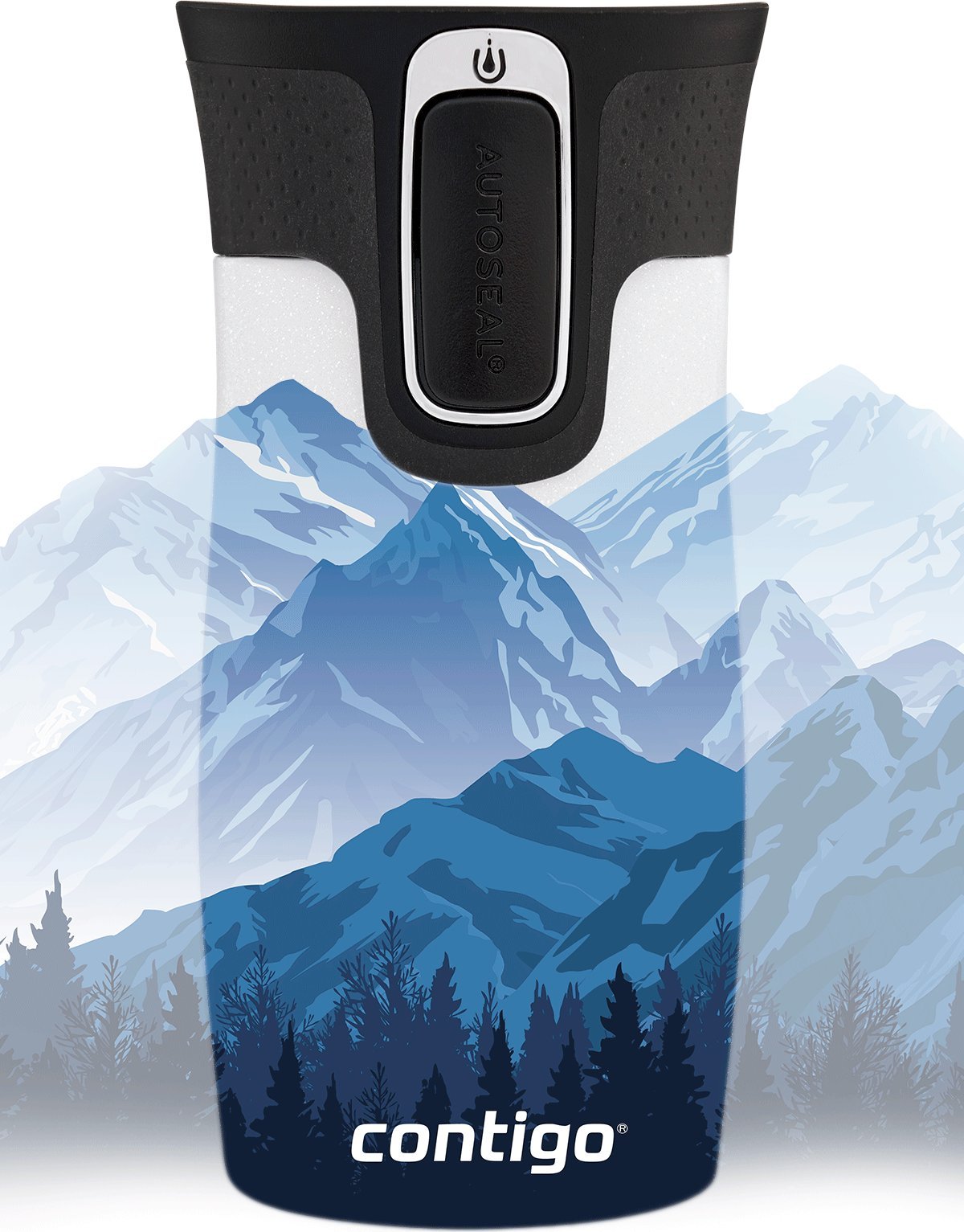 Contigo Kubek termiczny Contigo West Loop Mini 300ml - Góry w dzień - Biały Metalik