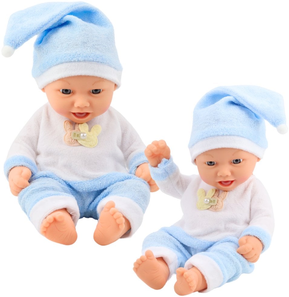 Lalka Bobas W Niebieskiej Piżamce Czapeczka z Pomponem