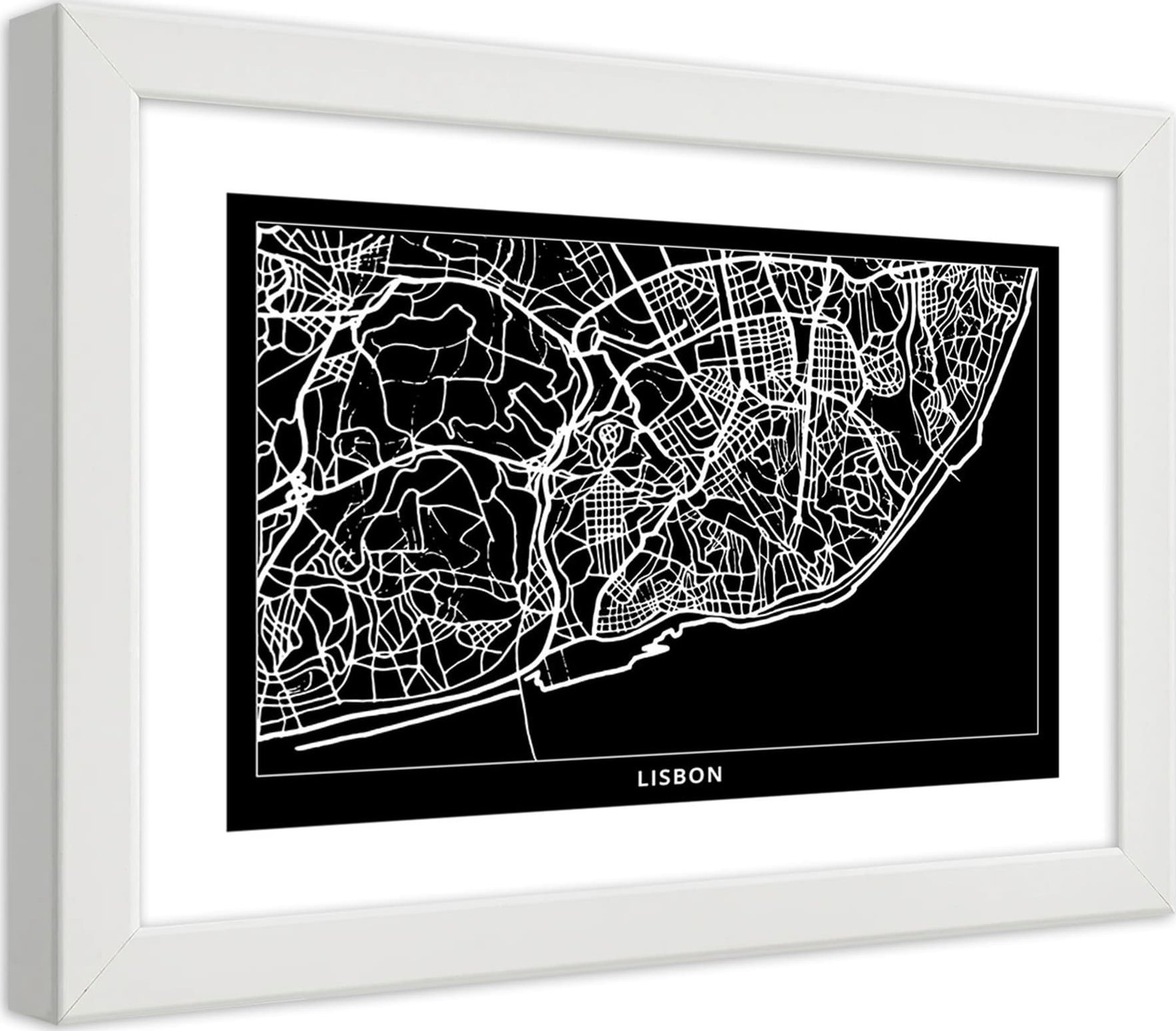Feeby Obraz w ramie, Plan miasta Lizbona (Rozmiar 45x30)