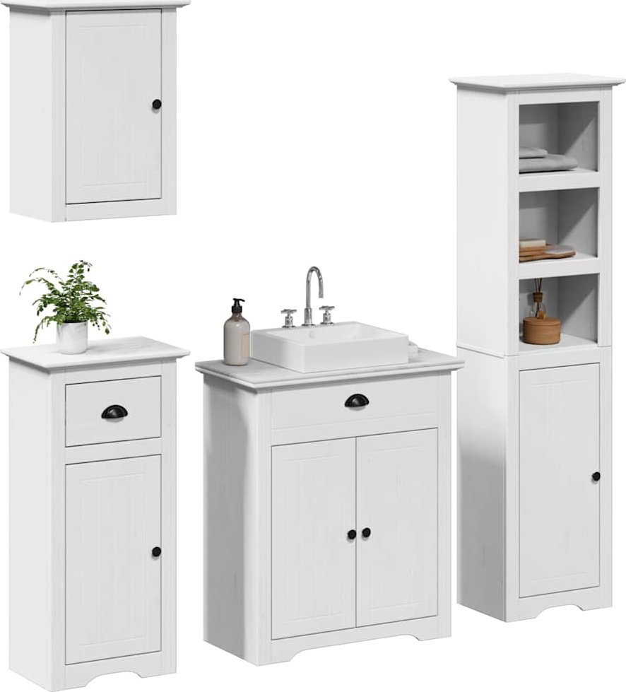 vidaXL vidaXL 4-częściowy zestaw mebli łazienkowych BODO, biały, sosnowy