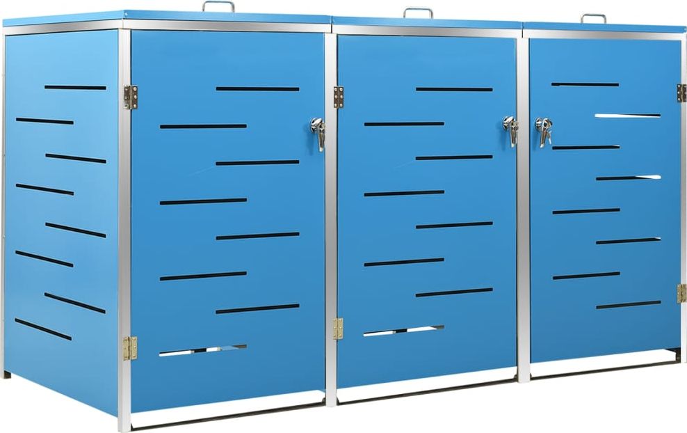 vidaXL Osłona na 3 kosze na śmieci, 207x77,5x115 cm, stal nierdzewna